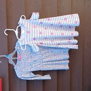 Girls dresses size 4 lot of 2, cold shoulder smiley face and unicorn print